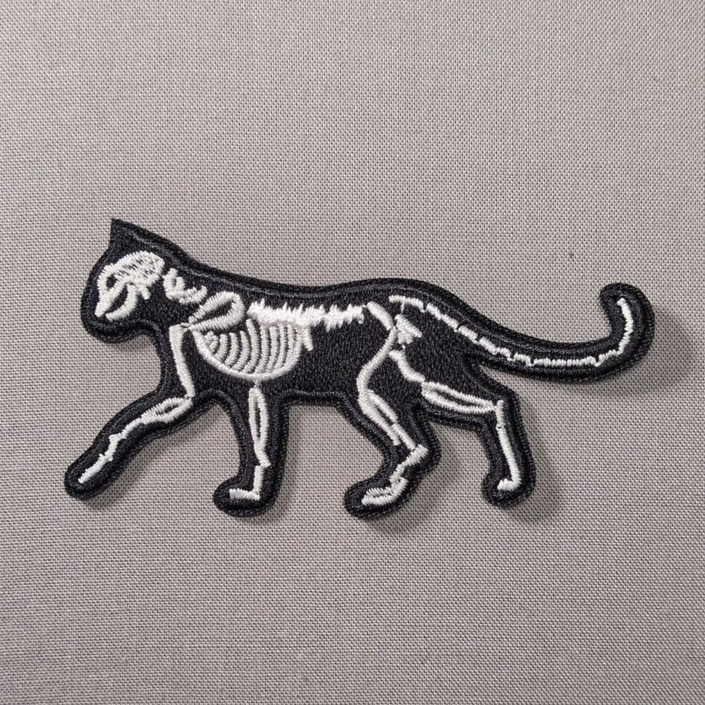 Skeleton Cat Halloween Iron On Patch | Spooky Patch